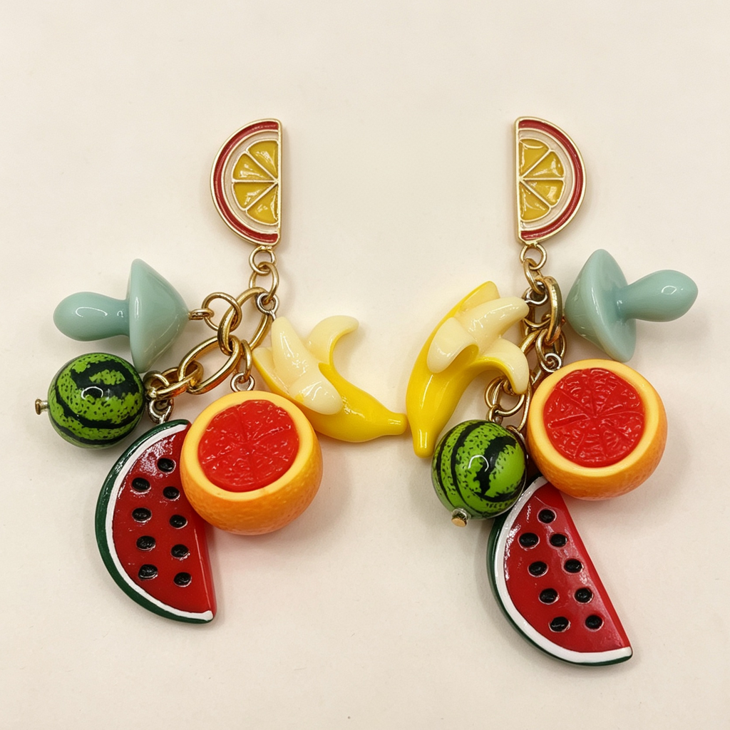Pendientes Colgantes de Frutas Tropicales, Diseño Artesanal, Joyería de Moda al Por Mayor|JI JOYA