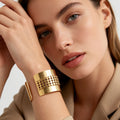 Pulsera Brazalete Ancha de Oro Hexagonal | Mayorista Moda Mujer|JI JOYA