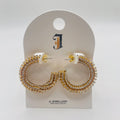 Aros Hoop Triple Filas de Circonia Brillante | Tono Oro | Joyería al Por Mayor para Mujer|JI JOYA