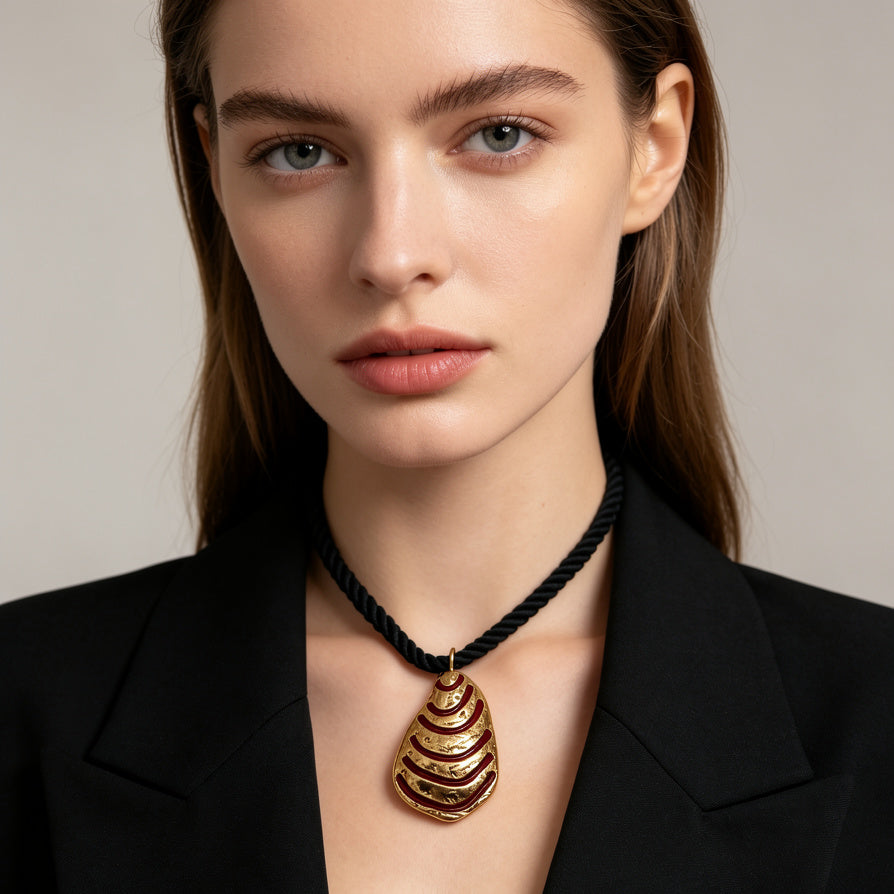 Collar de Concha Vintage Dorado - Bisutería Mayorista con Esmalte en 2 Colores|JI JOYA