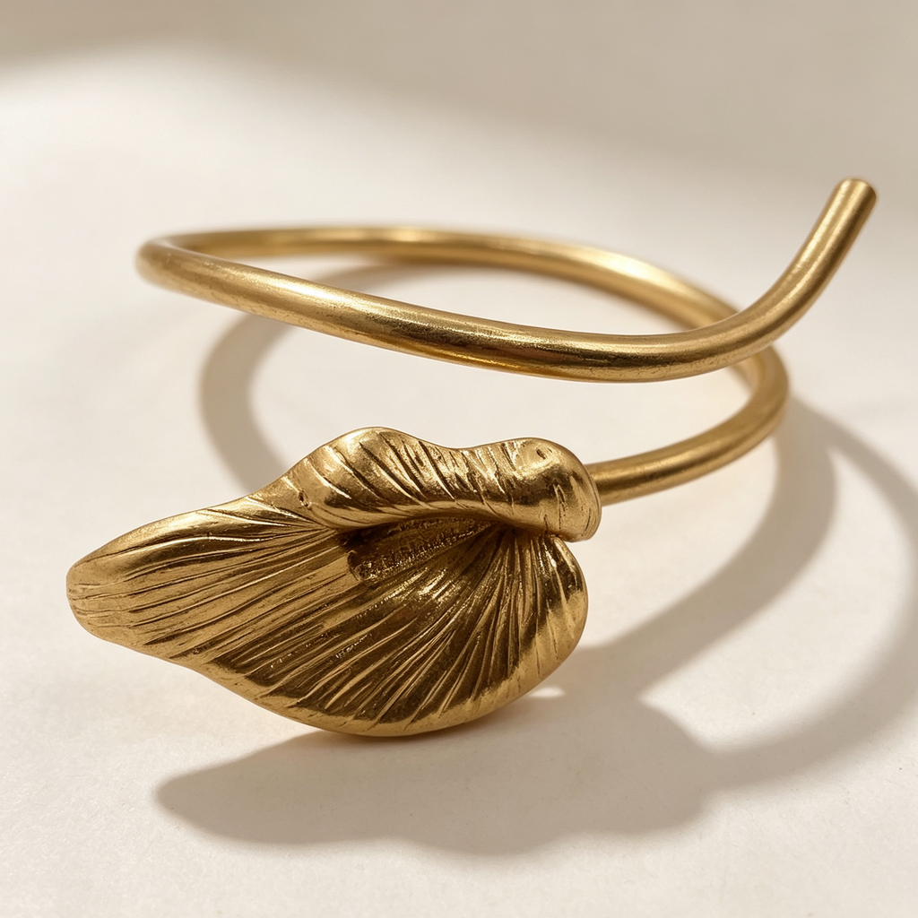 Brazalete Ajustable de Cala Dorado Mate, Brazalete para Muñeca y Brazo, Joyería al Por Mayor|JI JOYA
