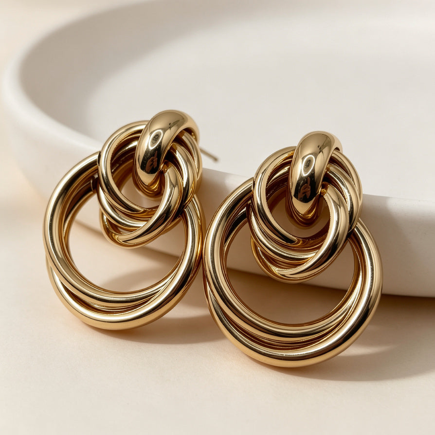 Aretes de Oro Geométricos - Diseño Minimalista Mayorista|JI JOYA