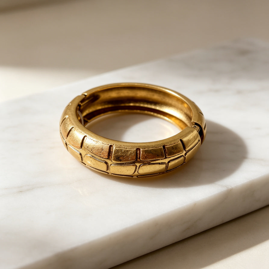 Brazalete de bisutería de aleación con textura de cocodrilo - Dorado y Plateado - Venta al por mayor|JI JOYA