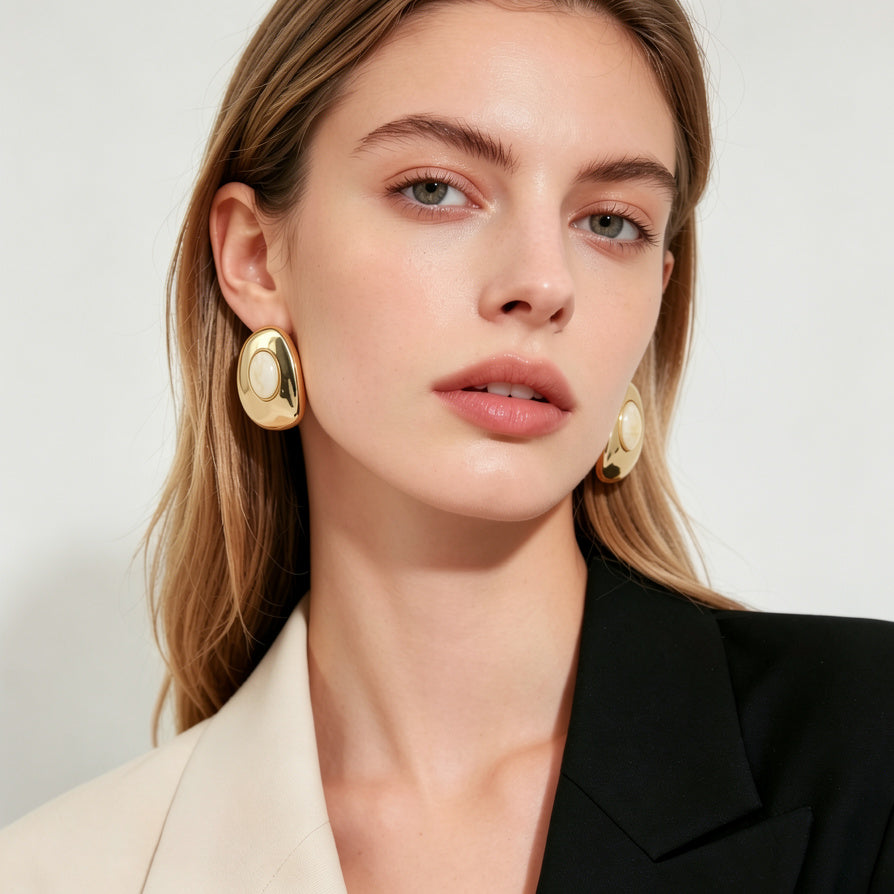 JI JOYA VENTA AL POR MAYOR|Collar de Gargantilla con Colgante Ovalado - Joyería Dorada de Moda al Por Mayor (Verde, Naranja, Blanco)