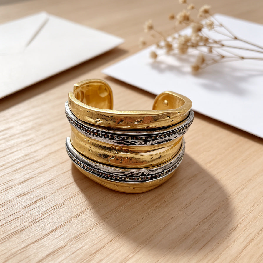 Pulsera de Diseño Artesanal de Zinc con Cristales - Proveedor Mayorista|JI JOYA