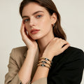 JI JOYA VENTA AL POR MAYOR|Pulsera de Moda Dorada y Plateada con Cordón Negro | Joyería al Por Mayor para Mujeres