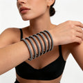 Pulsera Espiral de Zirconia Cúbica en Zinc Negro | Bisutería Mayorista para Mujer|JI JOYA