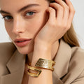 Pulsera de Zinc Aleación Dorado - Diseño Martillado, Mayoreo Joyería Moda|JI JOYA