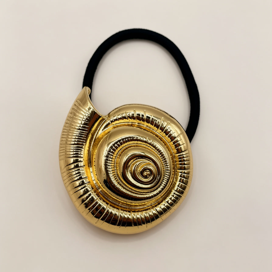 Goma para el pelo con forma de caracol dorado | Elástica de metal para mujer | Accesorio de moda al por mayor|JI JOYA
