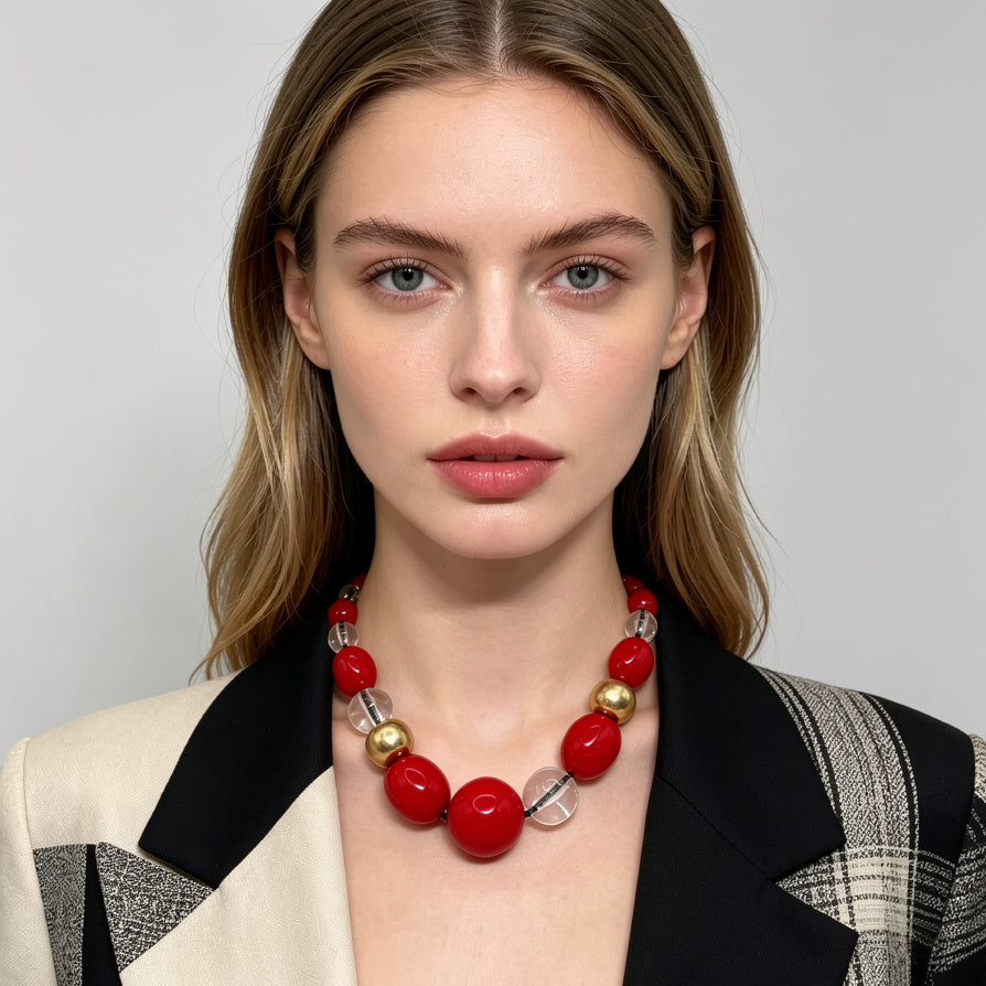 JI JOYA VENTA AL POR MAYOR|Collar de cuentas grandes estilo moderno | Colgante de moda para mujer | 3 colores disponibles | Venta al por mayor