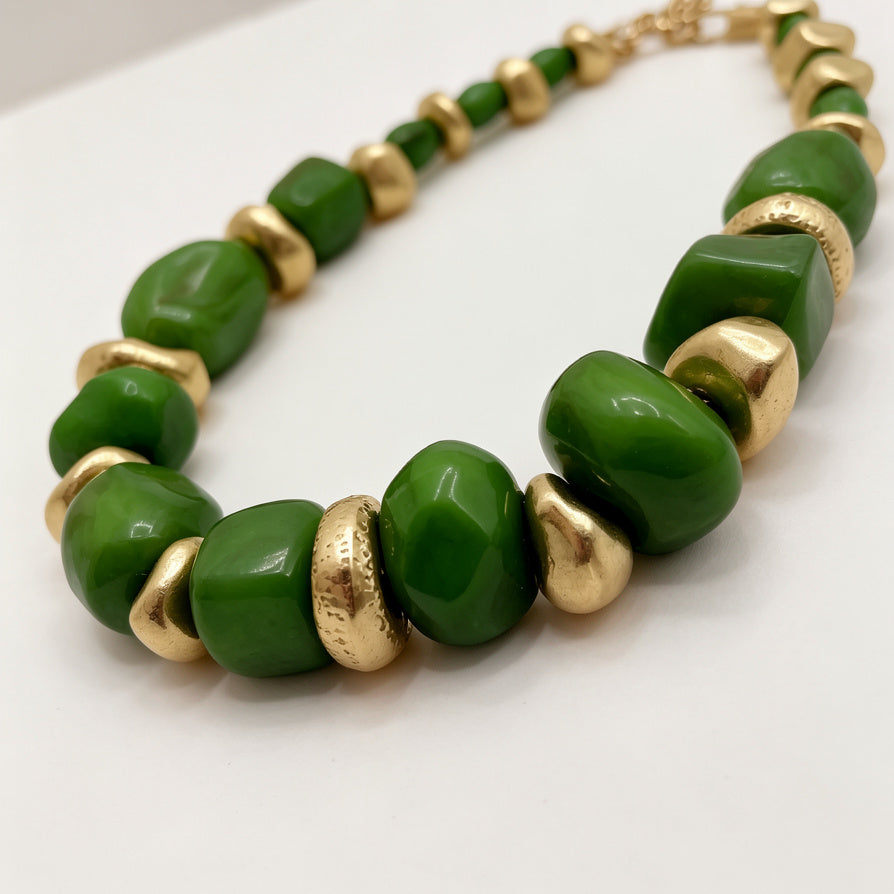 Collar de Aleación y Acrílico con Diseño de Piedras - Joyería Elegante para Mujer|JI JOYA