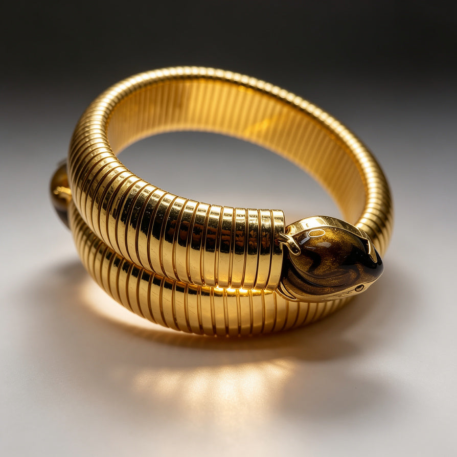 Pulsera Serpiente Enamelada Dorada Brazalete de Resorte Mayorista Joyería al Por Mayor|JI JOYA