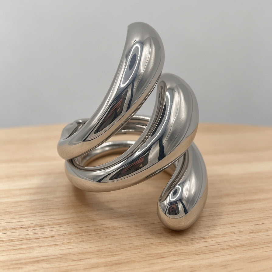 Pulsera Curvada de Zinc Aleación - Diseño Minimalista Elegante, Dorada/Plateada, Resistente al Desvanecimiento, Ideal para Venta al Por Mayor|JI JOYA