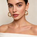 Aros de Oro Estilo Geométrico Hueco al Por Mayor | Pendientes de Lujo para Mujer, Calidad Premium|JI JOYA