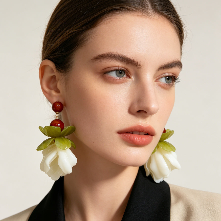 Pendientes Florales Resina Coloridos, Bisutería Mayorista para Mujer, Diseño Bohemio Elegante|JI JOYA
