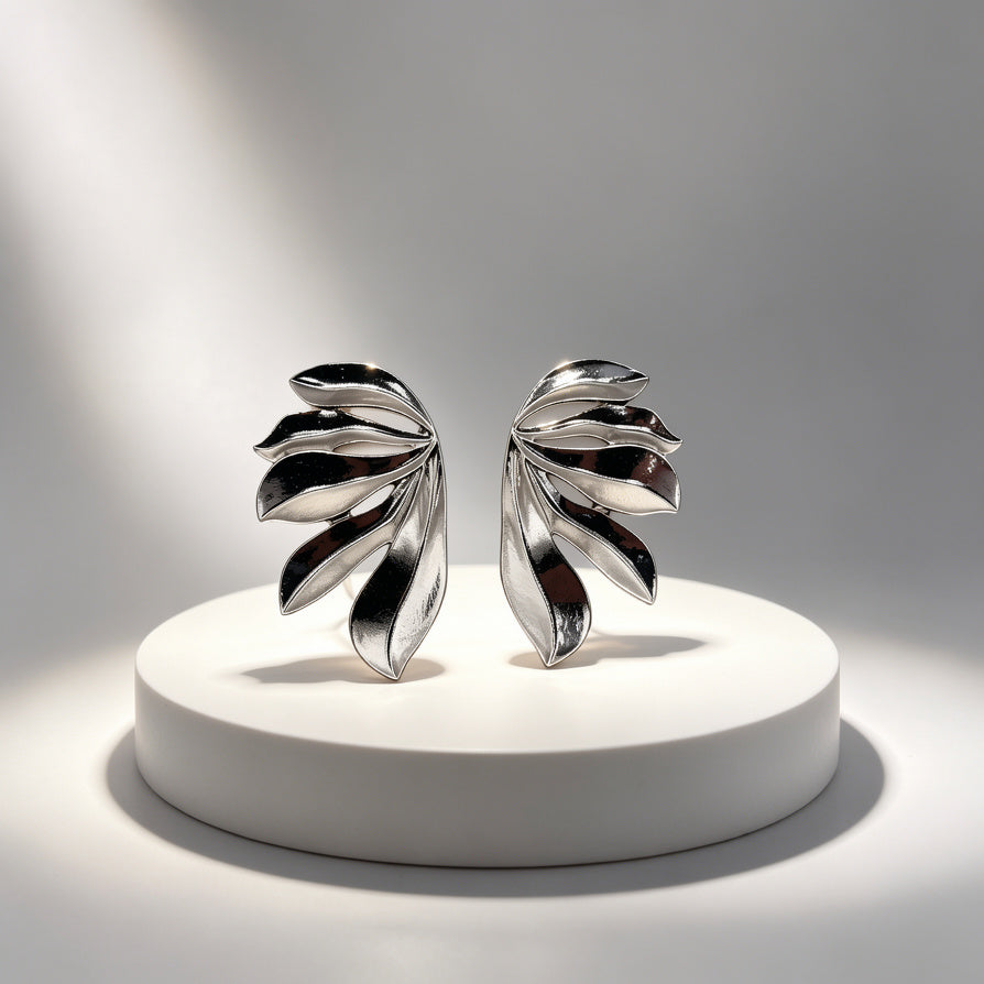 Pendientes de Diseño Floral Minimalista (Dorado/Plateado) | Compra al Por Mayor|JI JOYA