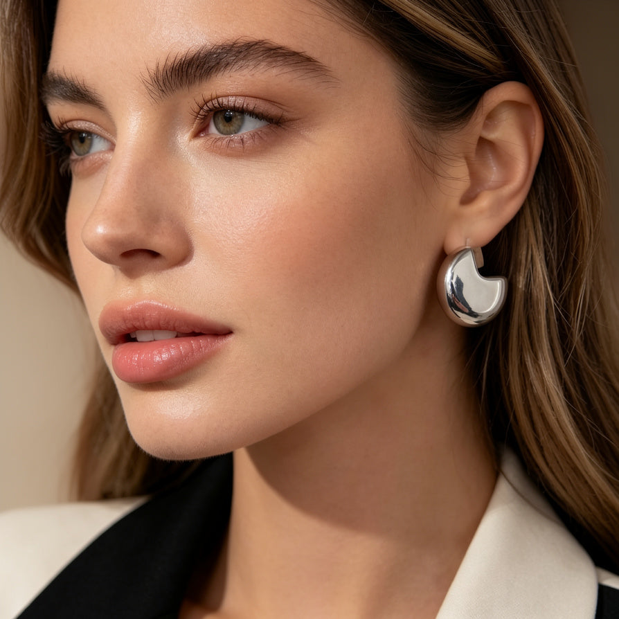 Aretes Modernos en Forma de Luna, Zinc allory Resistente, Lote Mayorista| JI JOYA