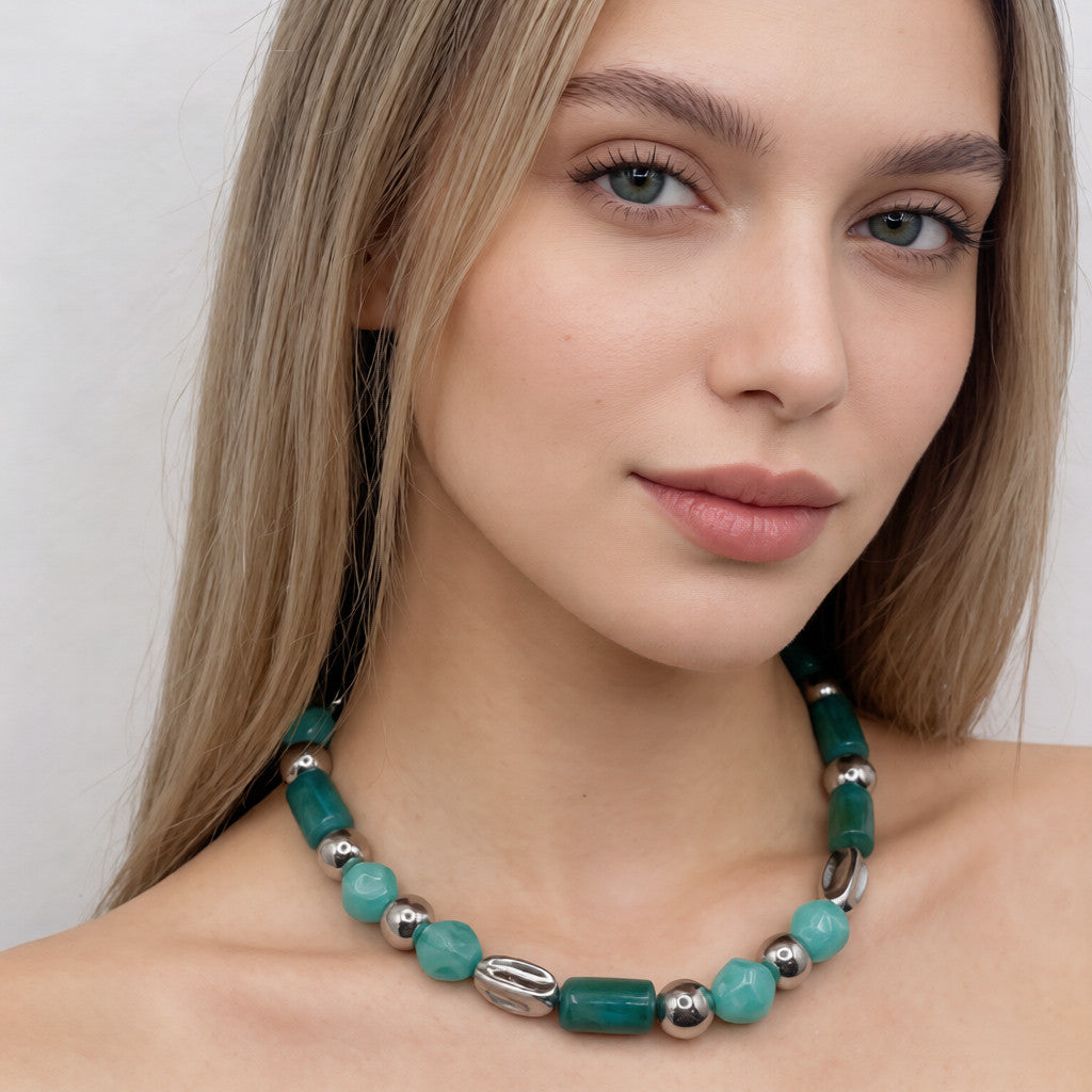 Collar vintage de cuentas en capas | Gargantilla llamativa dorada y crema