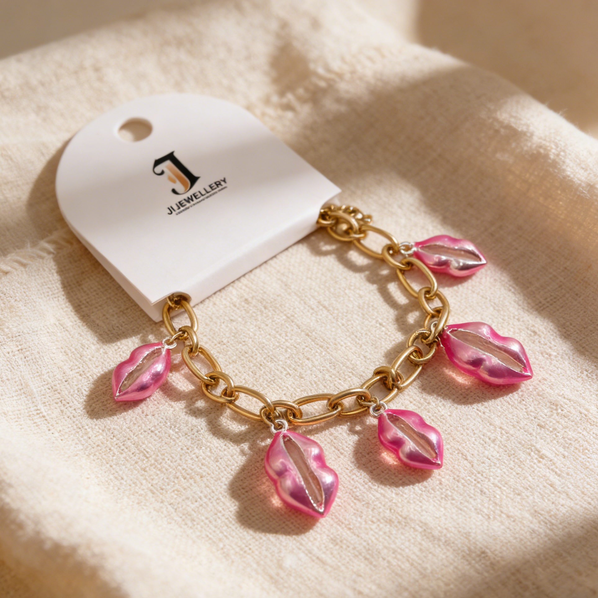 Collar Statement con Dijes de Labios Rosas - Accesorio de Moda para Mujer