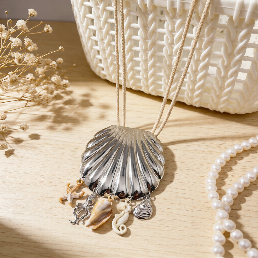 Collar Boho de Concha con Dijes de Estrella de Mar y Conchas | Moda Costera