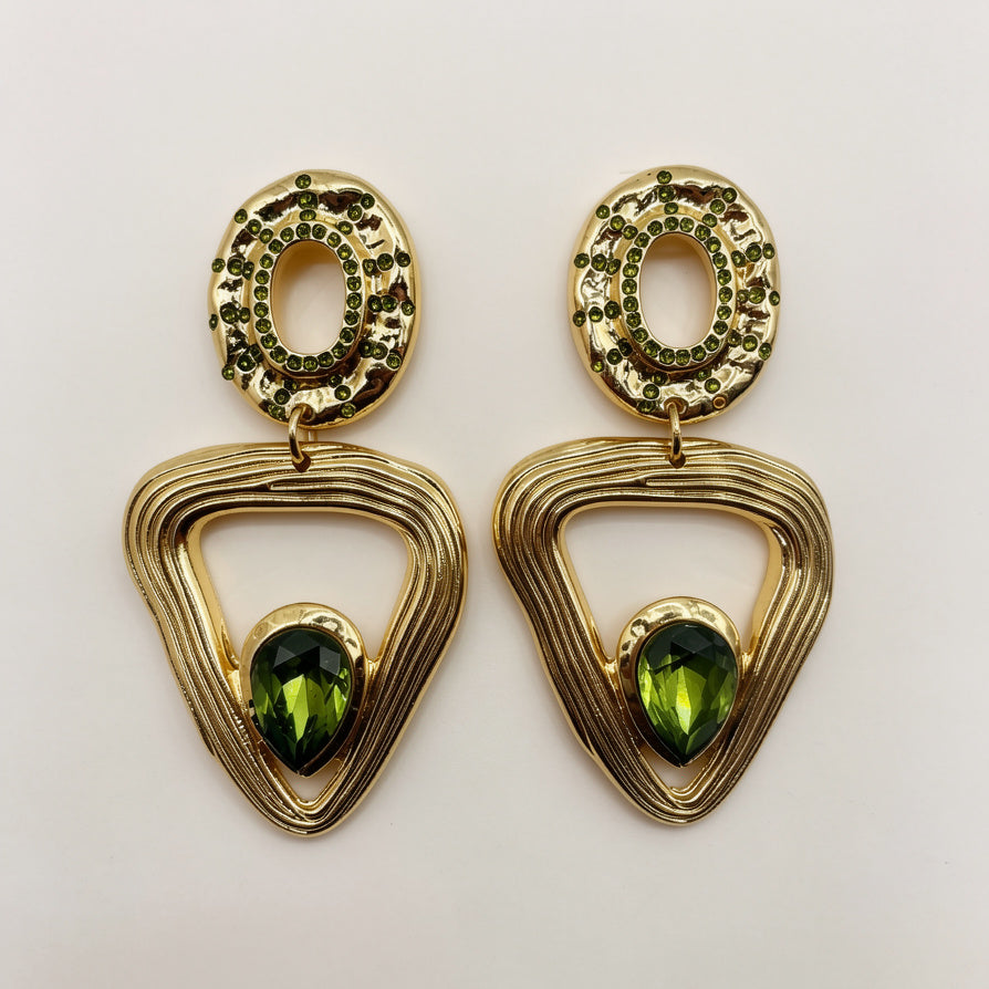 Pendientes Geométricos de Zinc con Piedras de Colores | Lote Mayorista para Mujer | Diseño Elegante y Resistente|JI JOYA