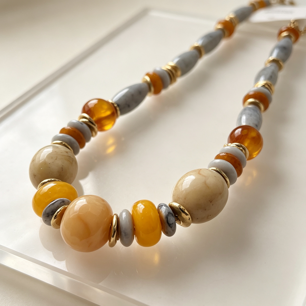 Collar de piedras naturales combinadas, diseño vintage étnico, collar de cuentas para mujer, accesorio de moda mayorista|JI JOYA
