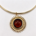 Collar Choker Sol con Piedra Cerrada, Collar de Metal Dorado, Accesorio de Moda al Por Mayor|JI JOYA
