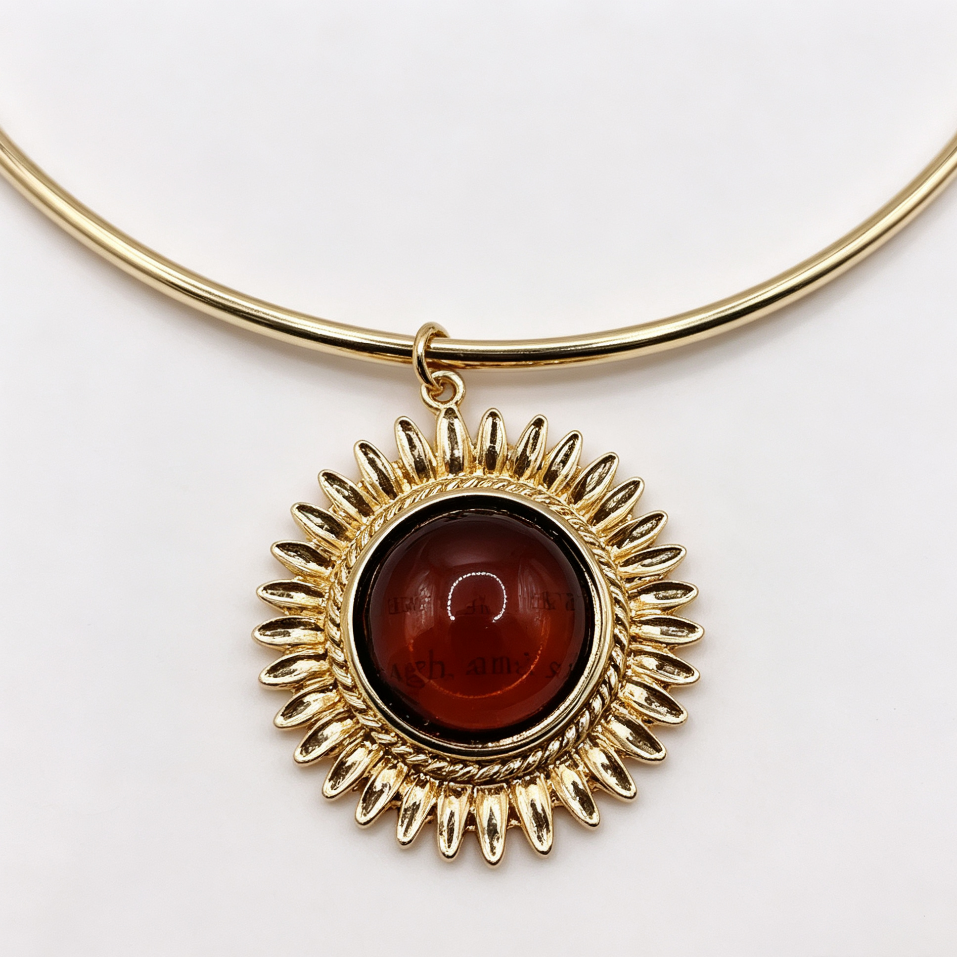 Collar Choker Sol con Piedra Cerrada, Collar de Metal Dorado, Accesorio de Moda al Por Mayor|JI JOYA