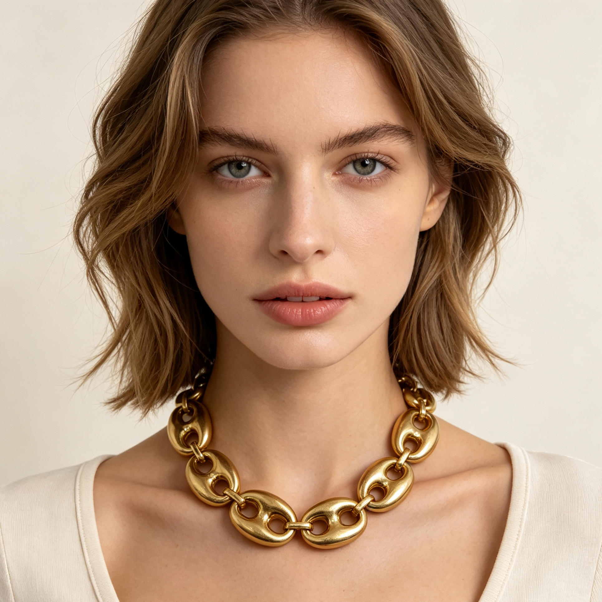 Set de Joyería Cadena Granos de Café Dorada, Collar, Brazalete y Pendientes, Accesorios de Moda Mayorista|JI JOYA