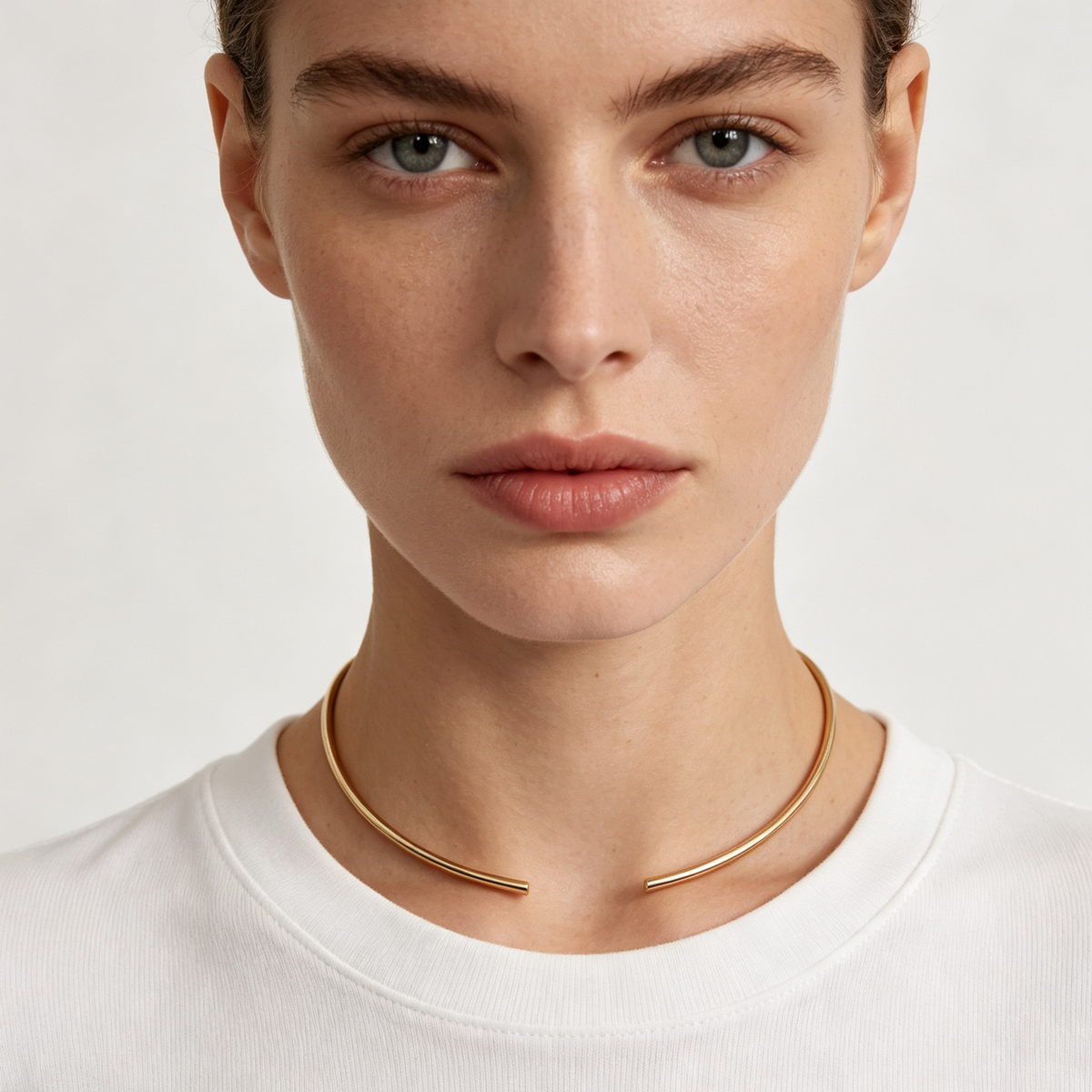 Collar Torcal Dorado Abierto Fino, Joyería Minimalista al Por Mayor|JI JOYA