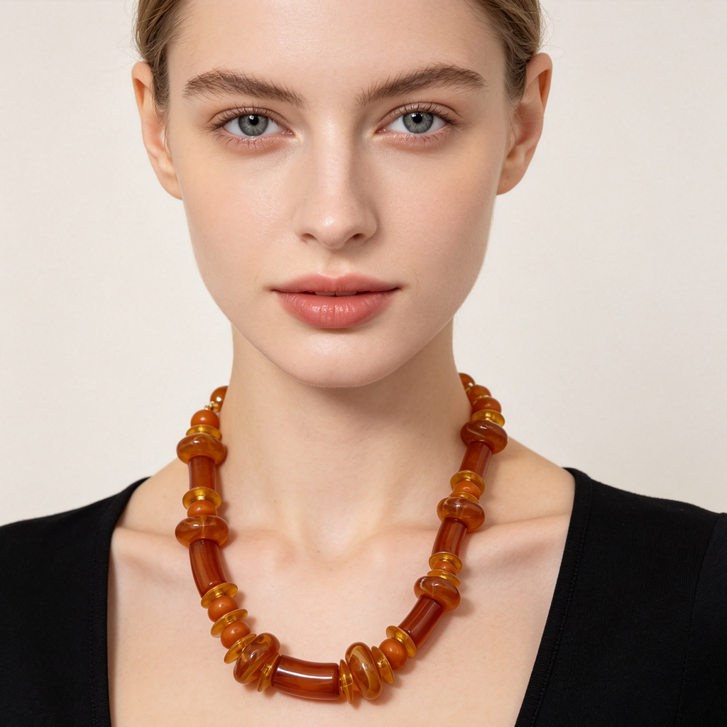 Set Collar y Pulseras Resina Ámbar | Lote Mayorista JI JOYA