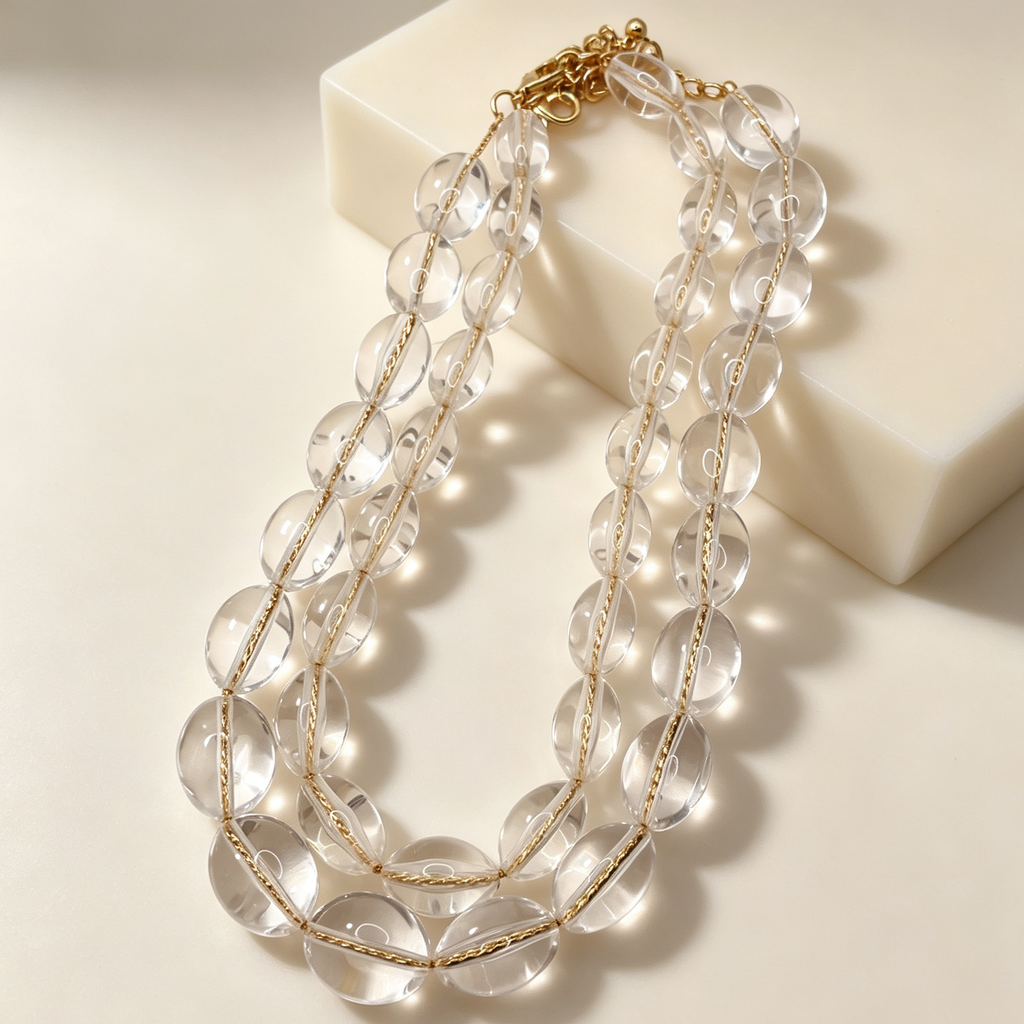 Collar de cuentas transparentes multicapa | Accesorio de moda mayorista|JI JOYA