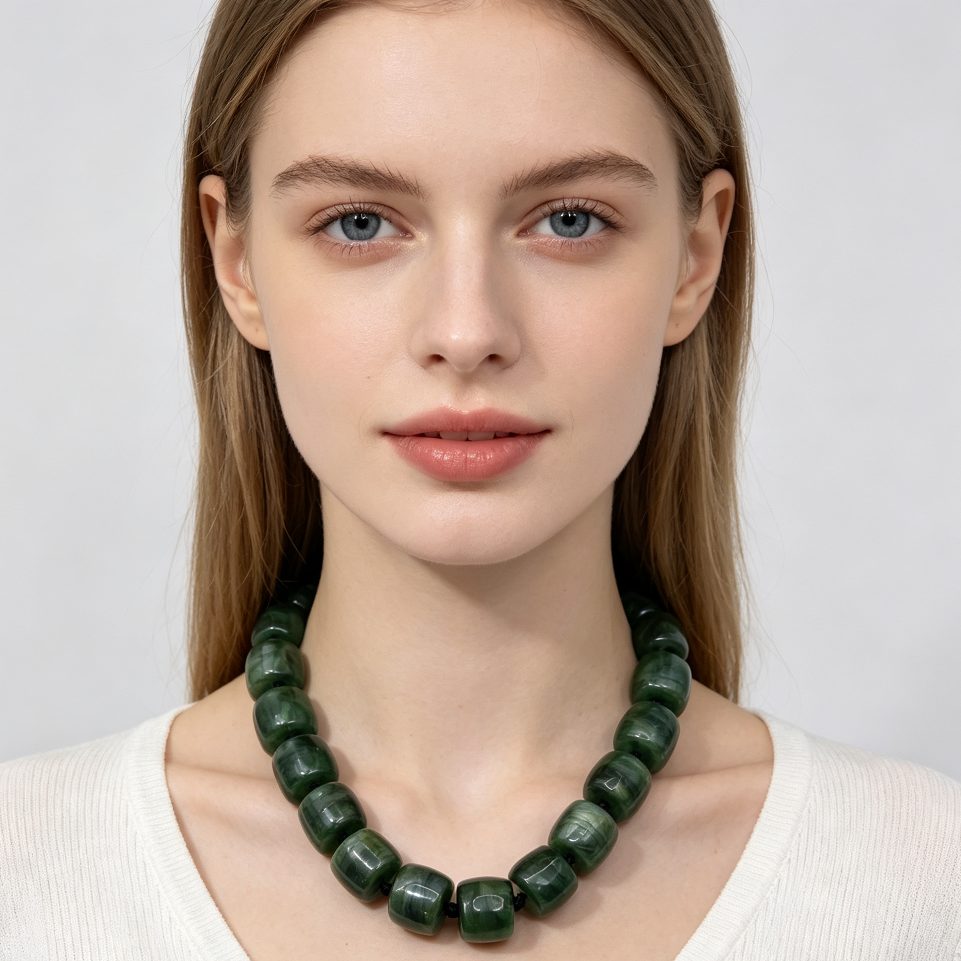 Collar de cuentas cilíndricas texturizadas, collar de resina con cierre dorado, accesorios de moda al por mayor, disponible en 4 colores|JI JOYA