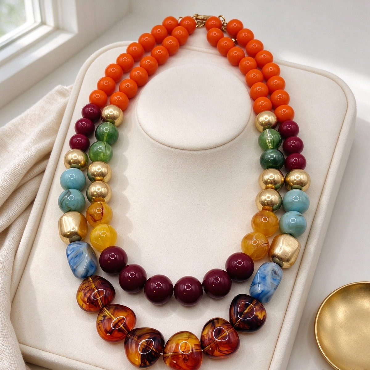 Collar Doble de Cuentas Multicolor Bohemio, Bisutería de Moda al Por Mayor|JI JOYA