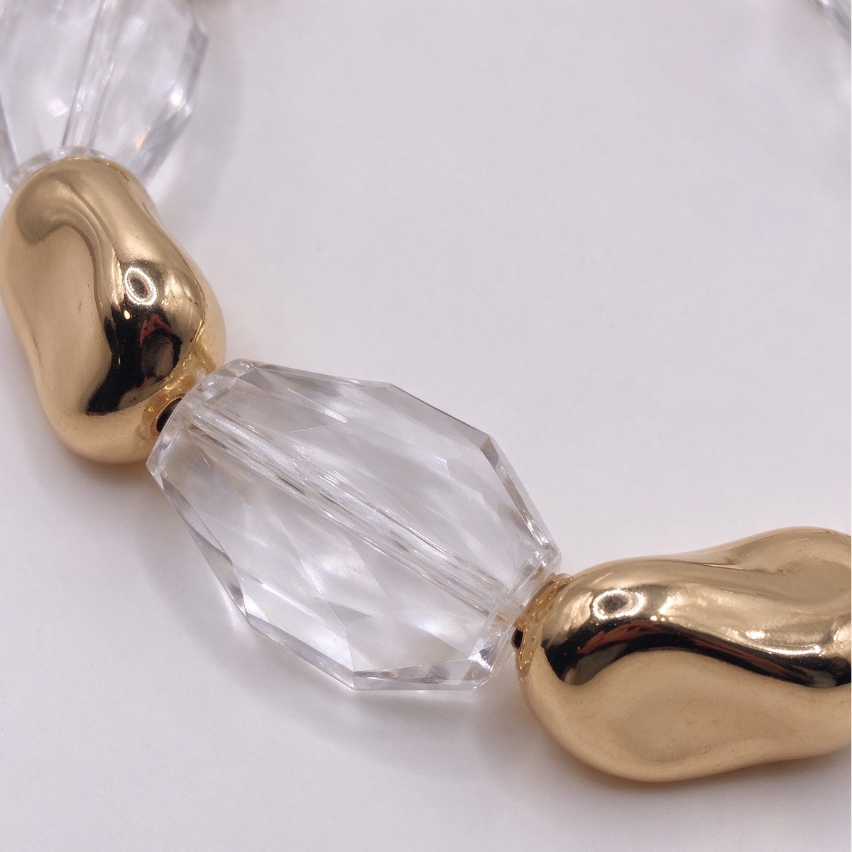 Collar Mayorista Perlas Irregulares Doradas y Cristal Transparente, Diseño Minimalista Chunky|JI JOYA