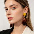 Pendientes Gota Ámbar y Amarillo | Joyería de Moda al Por Mayor|JI JOYA