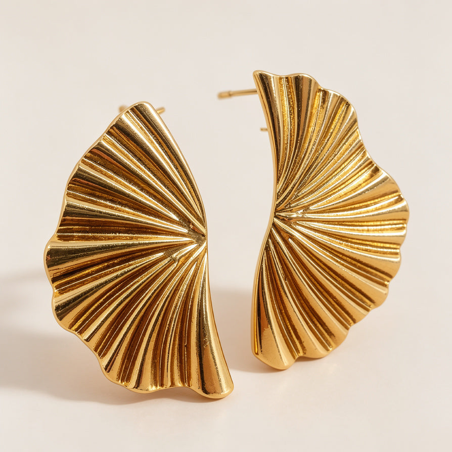 Pendientes de Hoja de Ginkgo Dorados y Plateados | Accesorios Mayoristas B2B Diseño Minimalista|JI JOYA