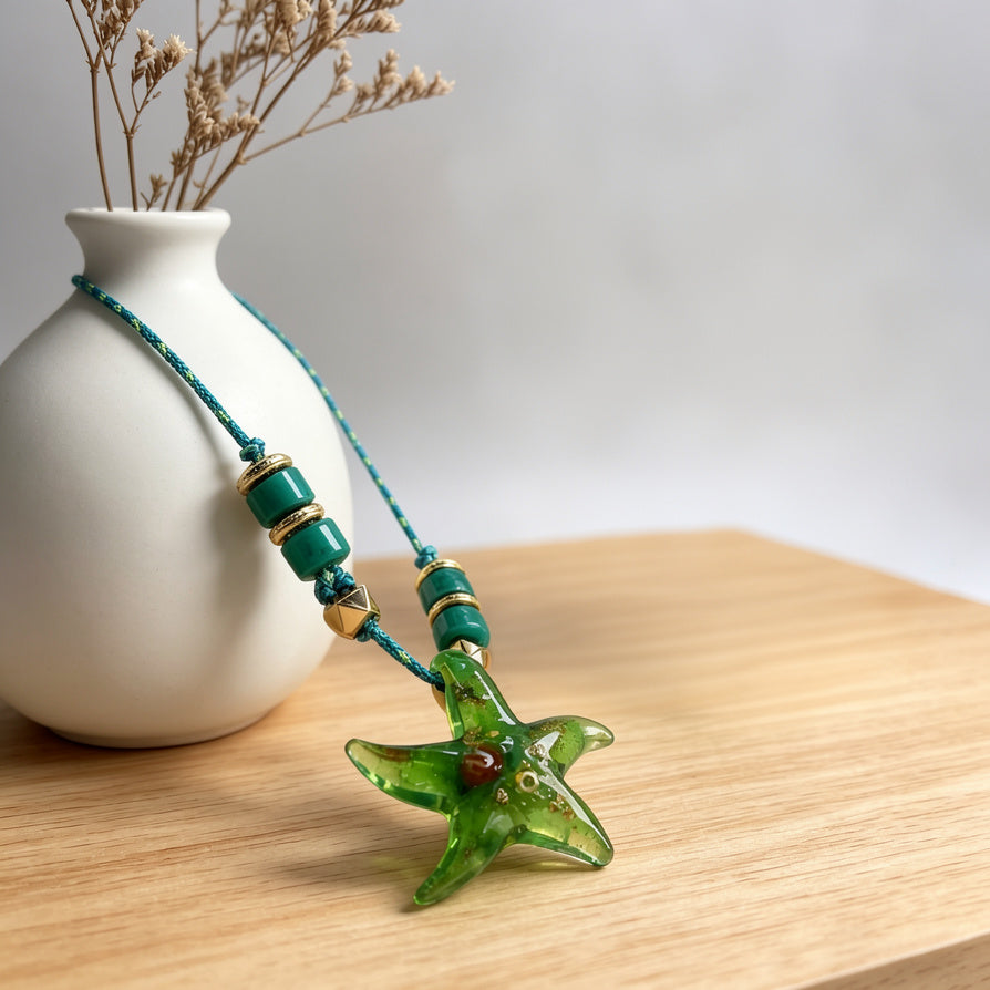 Collar de Estrella de Mar de Vidrio Hecho a Mano | Accesorio de Moda para Verano, al Por Mayor|JI JOYA
