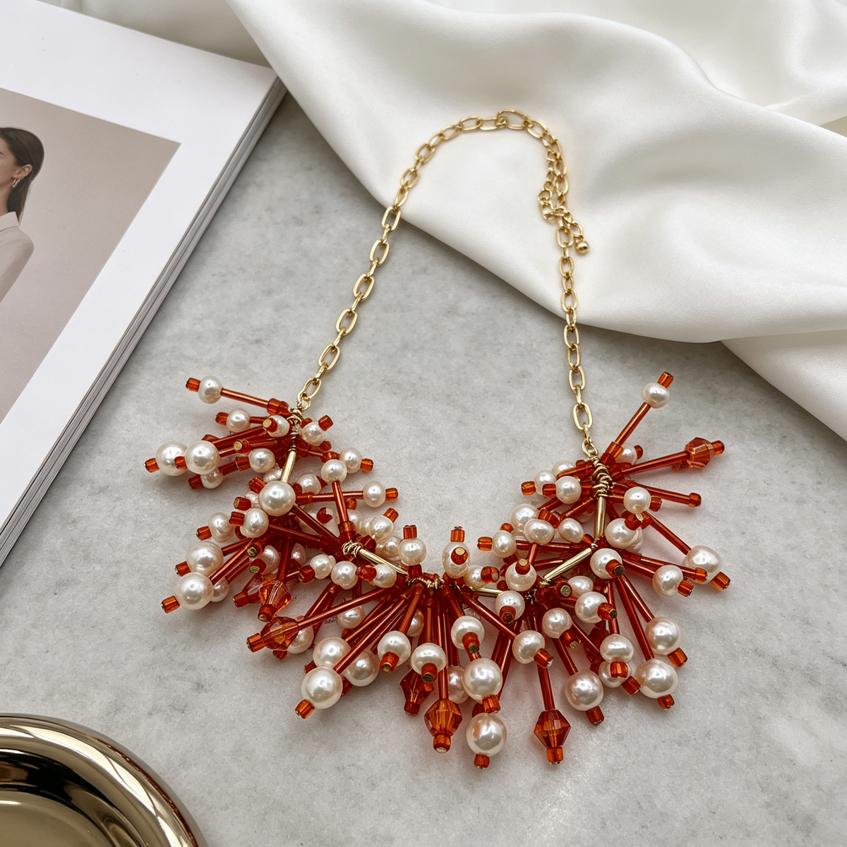 Collar de Gargantilla Estrella con Perlas y Cristales Transparentes - Joyería Minimalista Lujosa|JI JOYA