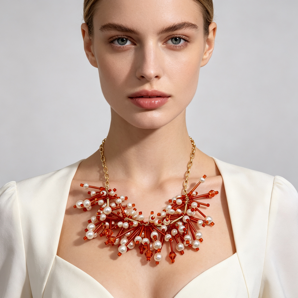 Collar de Gargantilla Estrella con Perlas y Cristales Transparentes - Joyería Minimalista Lujosa|JI JOYA