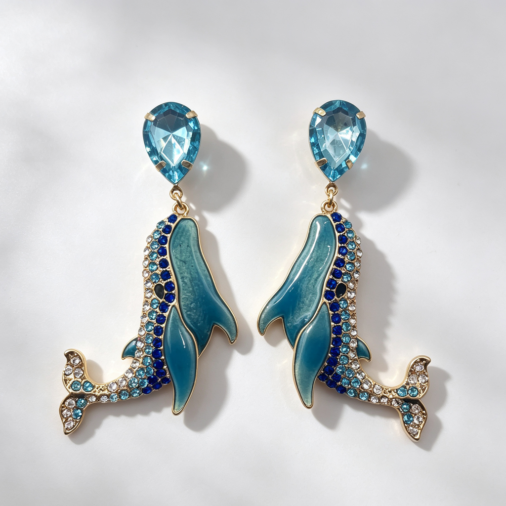 Set Pendientes Delfín y Collar Ballena Diseño Original Mayorista Europa|JI JOYA