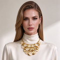 Collar de discos nacarados y metal dorado | Joya al por mayor|JI JOYA