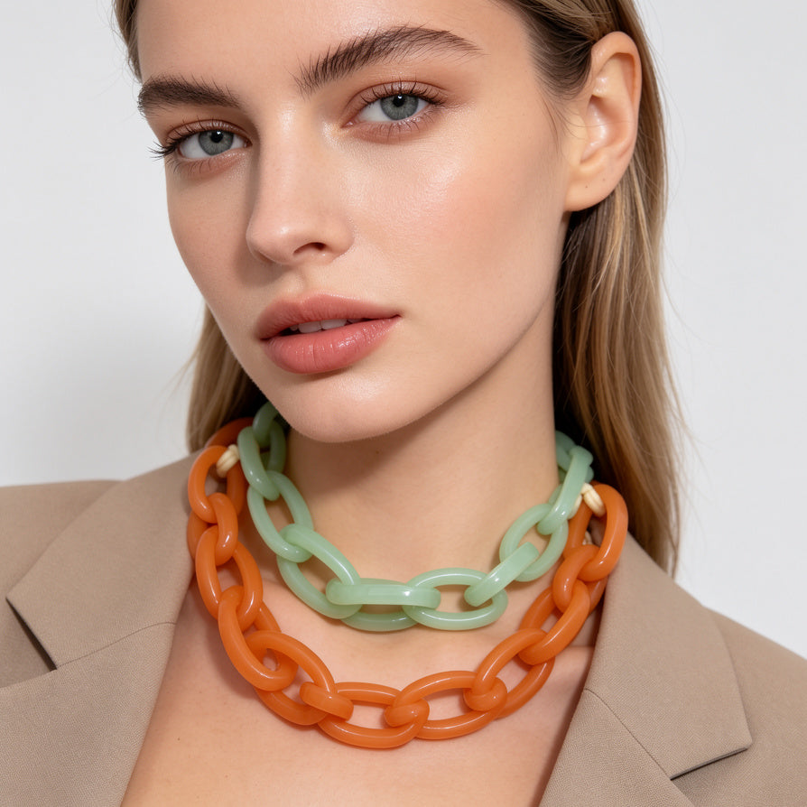 Collares de Cadena Gruesa de Acrílico Colorido - Moda Mayorista|JI JOYA