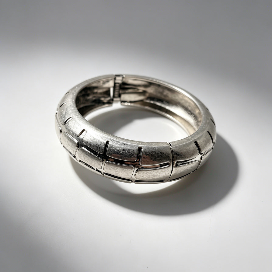 Brazalete de bisutería de aleación con textura de cocodrilo - Dorado y Plateado - Venta al por mayor|JI JOYA