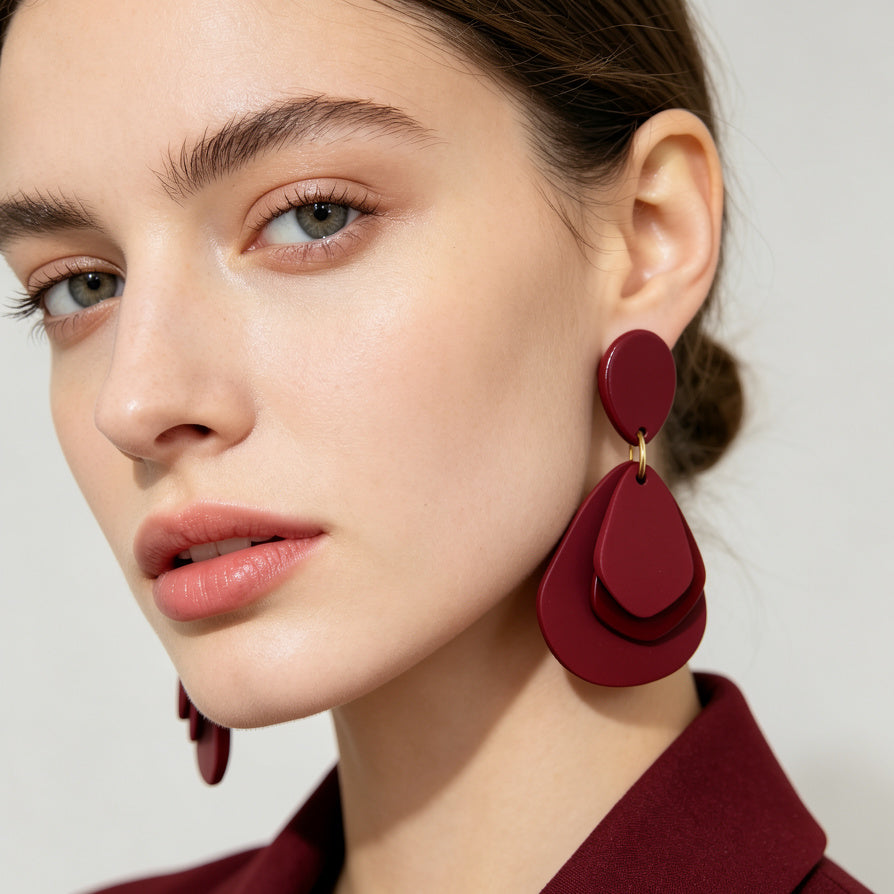 Pendientes Gota Acrílicos 3 Capas | Pendientes de Moda Mayoristas para Mujer | Diseño Minimalista Varios Colores|JI JOYA