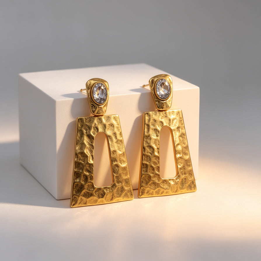 Aretes de Diseño Minimalista en Oro Vintage para Mayoristas|JI JOYA