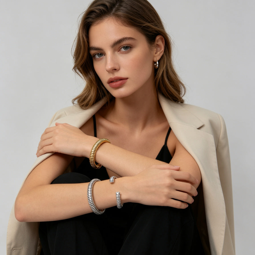 Pulsera de Serpiente Ajustable Oro y Plata 2 Colores - Joyería de Moda al Por Mayor|JI JOYA