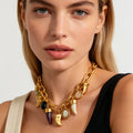 Collar de Cadena de Oro con Colgantes de Garra y Piedras Preciosas Naturales - Joyería de Moda para Mayoristas|JI JOYA