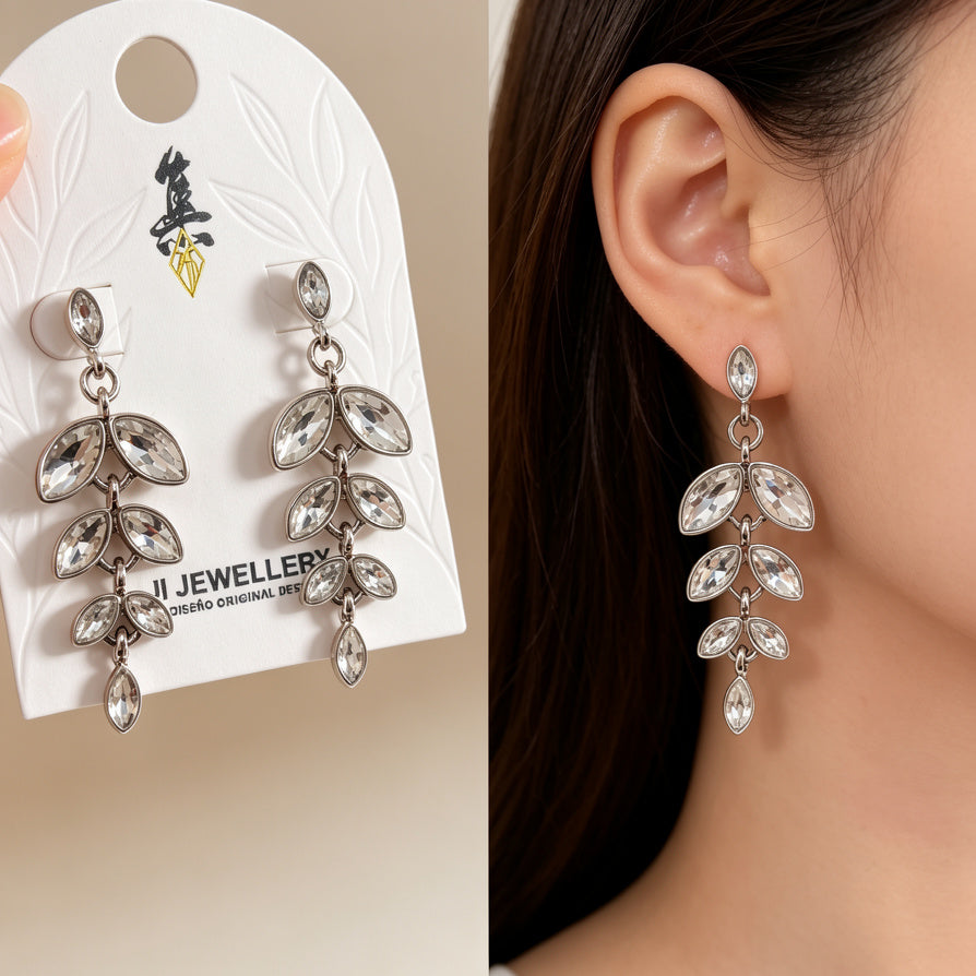 Pendientes Colgantes de Moda con Cristales, Joyería al Por Mayor|JI JOYA