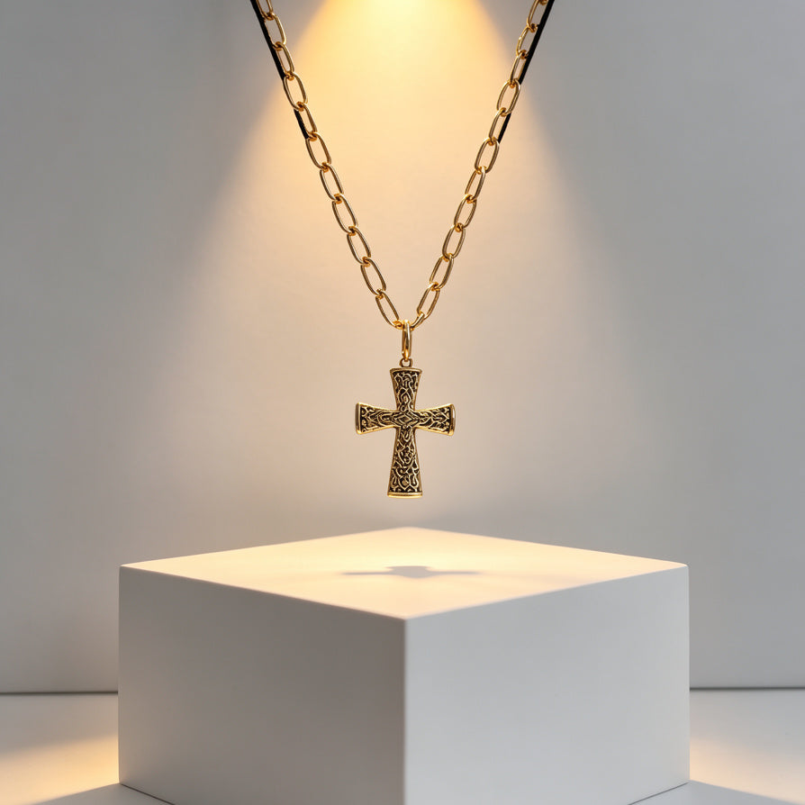 Collar Cruz Étnico Dorado | Joyería de Tendencia para Mayoristas de Moda|JI JOYA